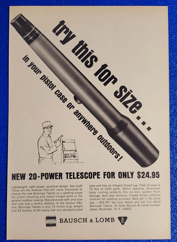 Bausch & Lomb 1964 tiro/caza impresión original anuncio 20 telescopio eléctrico Foto 1 de 1