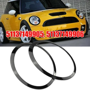 Black Headlight Bezel Trim Ring Cover For Mini Cooper R55 R56 R57 2007-2015 2PCS - Picture 1 of 8