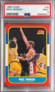1986 Fleer 38 Mike Gminski - PSA 9 MINT - Beautiful Copy!  Fresh Case✨