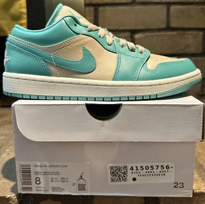 Size 8.0 - Air Jordan 1 Low Tropical Teal Sandy Beige W - Picture 1 of 10