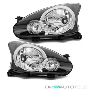 Toyota Aygo Scheinwerfer Rechts Links Schwarz H4 BJ. 2005-2014 Set Schwarz - Bild 1 von 2