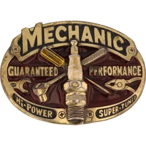 Mechanic Modified Street Car Truck Semi Racing Funny 1980s Vintage Belt Buckle - Picture 1 of 4
