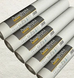 5X Rolls OF Woodchip Wallpaper ANAGLYPTA TUFFSTUFF White Paintable PASTE WALL - Picture 1 of 4