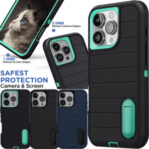For iPhone 16 Pro Max/16 Plus/16 Pro Shockproof Rugged Hard Case Kickstand Cover - Picture 1 of 30