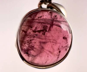 TOURMALINE Crystal Pendant - Sterling Silver, Cabochon Birthstone Jewelry 54445 - Picture 1 of 3