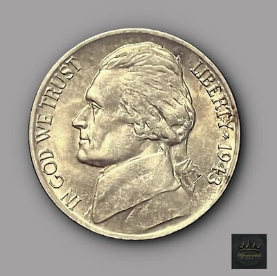 1943-P Jefferson Silver War nickel AU Die Break Error ( Cud ) 5 Full Steps!!! - Image 1 of 4