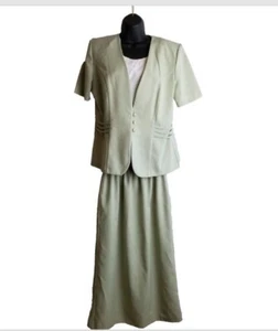 Pride Joy Vintage Sage Green Skirt Suit Set Size 10 Cottagecore Romantic Modest - Picture 1 of 13