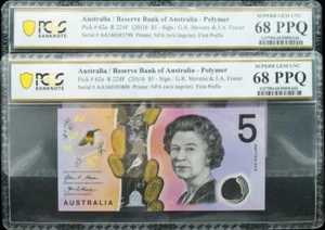 Consecutive Pair 2016 First Prefix AA16 $5 Banknotes PCGS SUP GEM UNC 68 PPQ ... - Picture 1 of 2