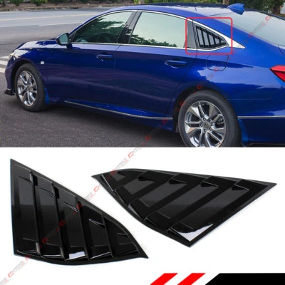 For 2018-2022 Honda Accord Gloss Black 1/4 Quarter Panel Rear Side Window Louver - Image 1 of 4