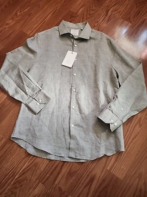 Men's MURANO Light Green 100% Linen Shirt Large L NEW NWT NiCe! - Image 1 of 4