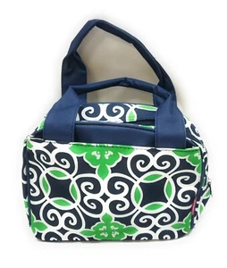 Damast Geometrische Brotdose Paisley Schule Brotdose Tasche Etui Grün Marine Blau - Bild 1 von 2