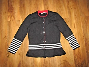 Karen Millen black and white stripe cardigan size 2 snap buttons - Picture 1 of 4