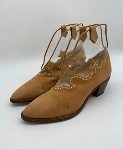 Charlotte Olympia Eastwood cowboy boots EU38 UK 5 VGC studs leather ankle PVC - Picture 1 of 9