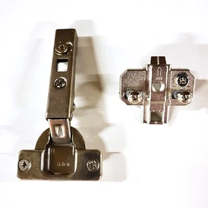 Hettich 110° Intermat Cabinet Hinge Full Overlay Self-Closing w/Mounting Plate - Picture 1 of 12