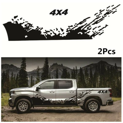 2Pcs Black Splash Graphic DIY Off Road Vinyl Decals Stickers For Auto Car Body - Image 1 of 4