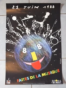 § Affiche de la fête de la Musique 1988 signée Nicolas Hubert § - Imagen 1 de 4
