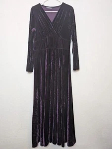 Urban Coco Long Sleeve Velvet Maxi Dress Purple Stretch Large Witchy Whimsigoth - Picture 1 of 5