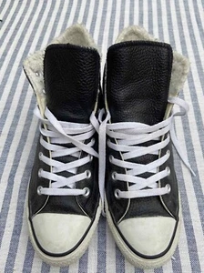 Chuck Taylor All Star Converse schwarz Leder gefüttert mit Fleece UK Größe 9 kostenloser Versand - Bild 1 von 11