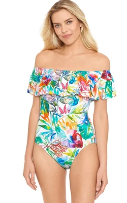 Traje de baño de una pieza Ralph Lauren estampado tropical talla 10 $152 - nuevo con etiquetas Foto 1 de 4
