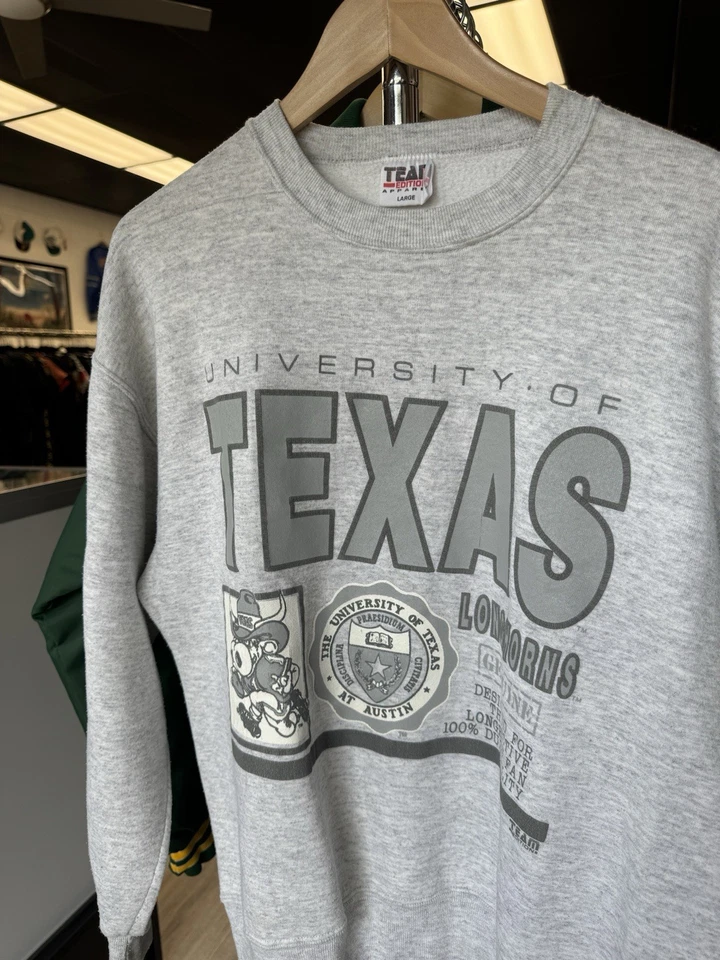 Sudadera De Colección Años 90 Universidad De Texas Longhorns Estampado Hinchado Cresta Mascota L Foto 1 de 4