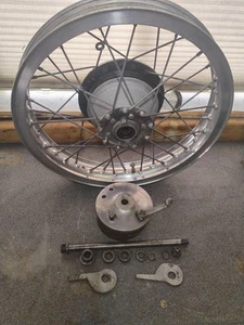 1972 1971 1973 Bultaco Alpina Pursang Akront Rear Wheel Rim Hub Brake Plate Axle - Picture 1 of 24