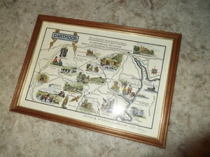 Dartmoor Britain Map Vintage Hand Drawn And Painted & Framed - Picture 1 of 9