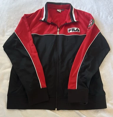Fila Sport Italia Zip Up Track Jacket Color Block Black Red White Mens XL Italy - Image 1 of 4