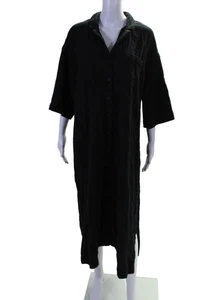 Madewell Womens Cotton Collared Short Sleeve Button Up Maxi Dress Black Size M - Picture 1 of 5