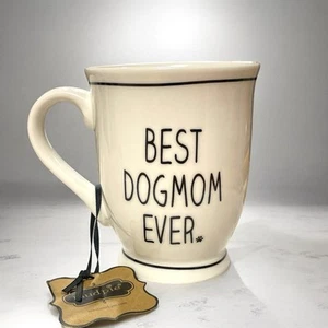 NEW Mudpie™ BEST DOG MOM EVER Footed Mug Cup Mom Gift Coffee Tea 15 oz. - Picture 1 of 6