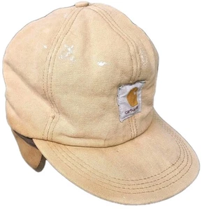 Cappello Carhartt vintage berretto taglia grande paraorecchie isolato tela trapuntata made in USA  - Foto 1 di 17