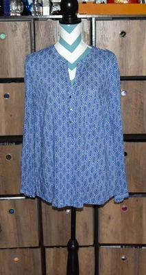 Blusa Pullover Mujer Colección Dalia Azul Puños con Botones Rayón Talla 1X Foto 1 de 4