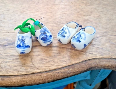 Collection Of 4 Delft Blue And White Decorative hanging Clogs - Image 1 of 4