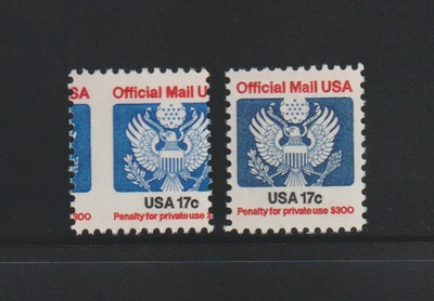 Estampillas ERROR EFO de EE. UU.: #O130 águila oficial: cambio y sombra de mayor perfección. MNH Foto 1 de 2