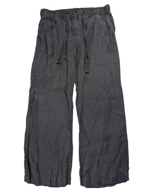 Ann Taylor Loft Marisa 女式小号 100% 亚麻深灰色宽松直筒裤 — 第 1/4 张图片