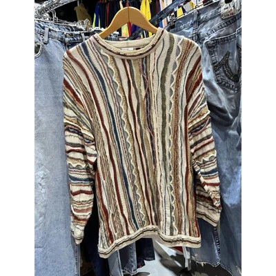 Vintage 90s Purely Australian Coogi-esq Style 3D Cable Knit Sweater Size XL Wool - Image 1 of 4