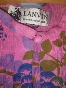 LANVIN FAB PINK & GREEN STRIPE FLOWER Long Open Top LIGHT LRG - Picture 1 of 3