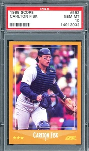 1988 Score - Carlton Fisk #592 PSA 10 - Picture 1 of 2