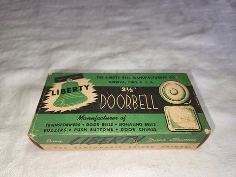 Vintage Liberty Doorbell Buzzer No. 2002 The Liberty Bell Manufacturing Co NIB Cover