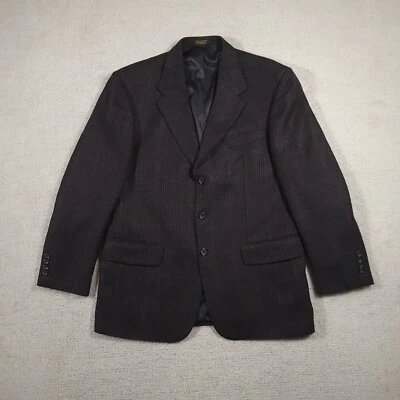 OSCAR DE LA RENTA Blue Gray Houndstooth Tweed Wool Ventless Sport Coat 42R - Image 1 of 4