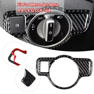 Cubierta de botón de faros de fibra de carbono para Mercedes Benz CLA GLA GLE W204-A - Imagen 1 de 9