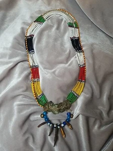 BIDAYUH SHAMAN PRIESTESS Necklace Beaded Multicolor Multistrand Coin Quartz - Picture 1 of 17