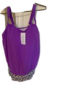 New with tags Meet Curve purple and black swim suit size L