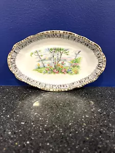 Vintage ROYAL ALBERT Silver Birch Oval Relish / Vegetable Dish Made in England - Picture 1 of 6