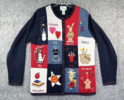 De Colección Otoño Cárdigan Suéter Cosido Tejido Meses Calabaza Fantasma Abuela Maestra M Foto 1 de 4