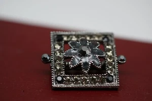 Vintage Silver Metal Crystal Stones Scarf Clip Brooch - Picture 1 of 12