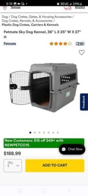 Perrera Petmate Sky Dog - 36" L x 25" W x 27" H - Caja de plástico duradera Foto 1 de 4