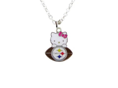 Pittsburgh Steelers Hello Kitty Football Silver Necklace Girls Womens Jewelry Cover