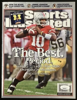 Troy Smith Firmado Sports Illustrated 27/11/06 Sin Etiqueta Buckeyes Autógrafo JSA Foto 1 de 4