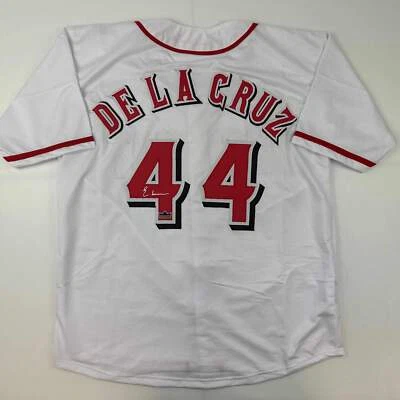 Facsimile Autographed Elly De La Cruz Cincinnati White Reprint Jersey Men's XL - Image 1 of 4