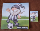 Football Gnome. Black & White Stripes. Large Handmade Birthday Card